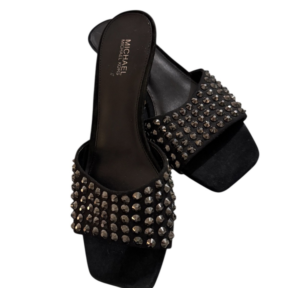Michael Kors Black Studded Mules - Picture 3 of 5